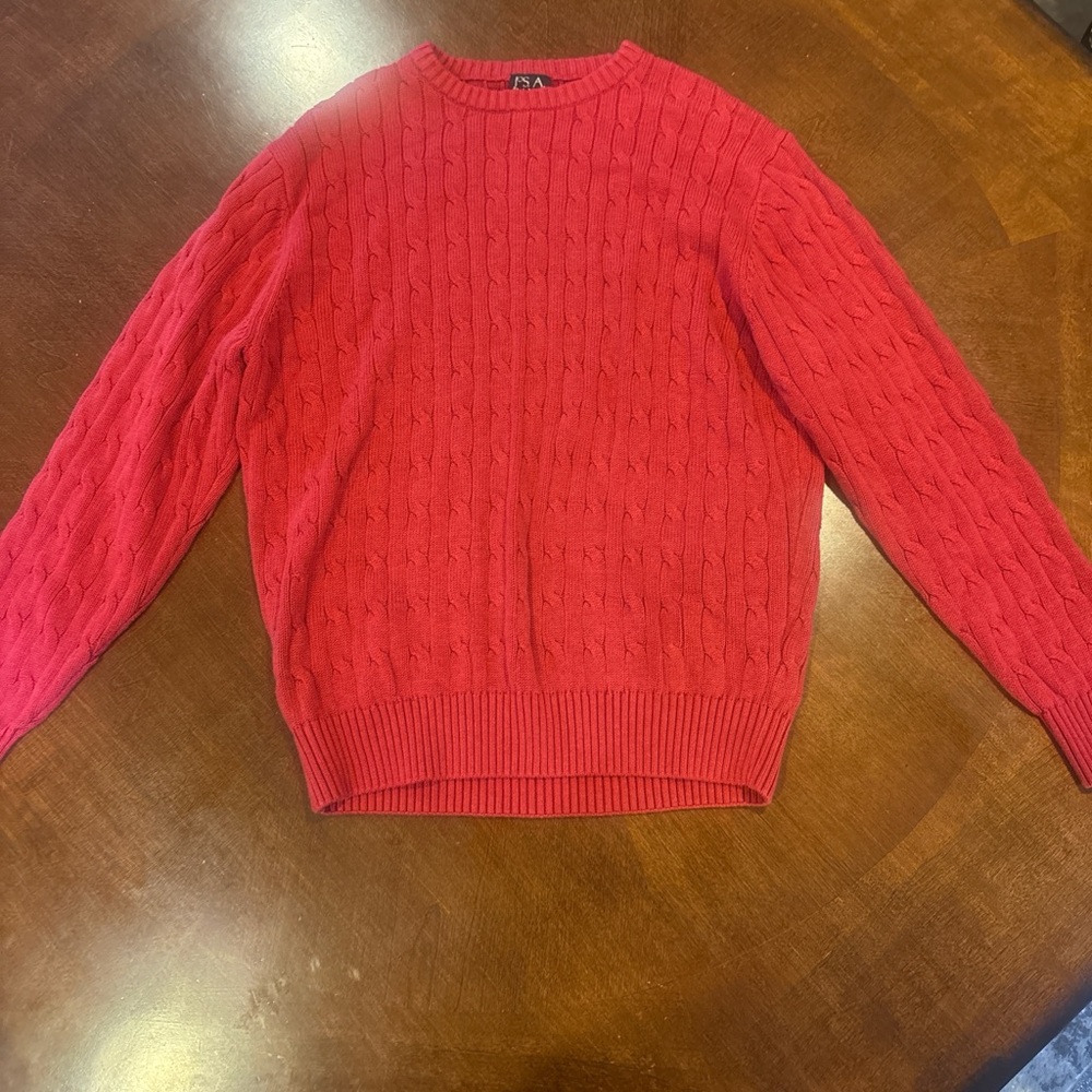 Jos. A. Bank Vibrant Red Cable Knit Sweater